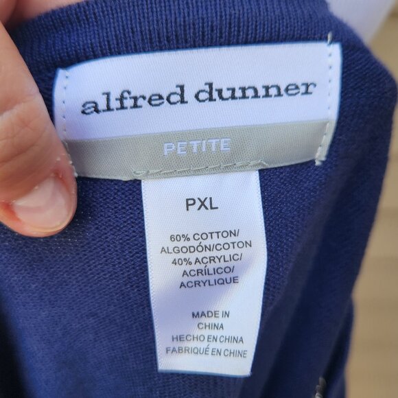 Alfred Dunner Petite Dark Blue Sweater NWT Attached Necklace Embroidered Floral - Picture 15 of 16